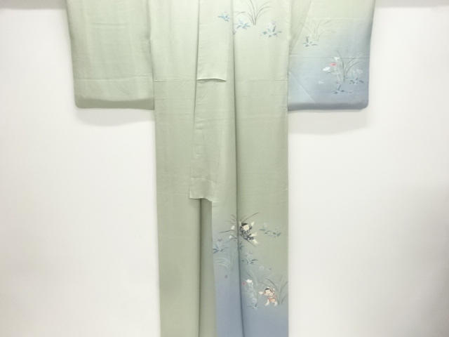  関口遼一作　手描き友禅童子に撫子・菫模様訪問着